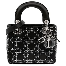 Dior-Dior Black Mini Satin Cannage Strass Crystal Embellished Lady Dior-Black