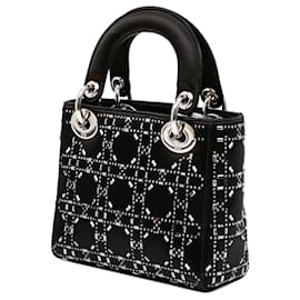 Dior-Dior Black Mini Satin Cannage Strass Crystal Embellished Lady Dior-Black