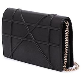 Dior-Dior Black Grained Calfskin Diorama Wallet on Chain-Black