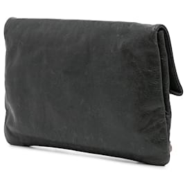 Balenciaga-Pochette enveloppe Balenciaga Motocross Giant 21 en agneau noir-Noir