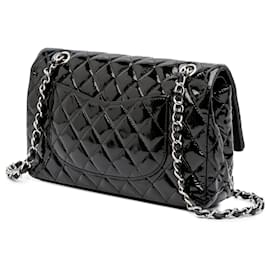 Chanel-Chanel Black Medium Classic Patent Double Flap-Black