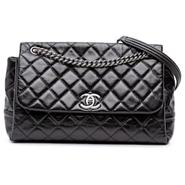Chanel-Chanel Black Medium Quilted Glazed Calfskin Lady Pearly Flap-Black