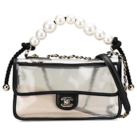 Chanel-Chanel White Medium PVC and Lambskin Sand By The Sea Flap with Pearl Strap-Other