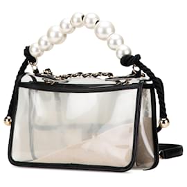 Chanel-Chanel White Medium PVC and Lambskin Sand By The Sea Flap with Pearl Strap-Other