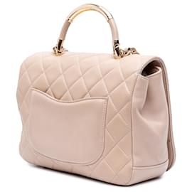 Chanel-Chanel Brown Medium Quilted Lambskin Carry Chic Flap-Brown,Beige