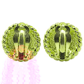 Chanel-Chanel Gold Gold Plated CC Round Clip on Earrings-Golden