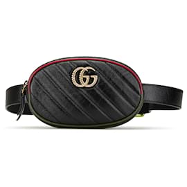 Gucci-Gucci Black GG Marmont Leather Matelasse Torchon Belt Bag-Black
