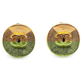 Chanel-Chanel Gold Gold Plated CC Clip on Earrings-Golden