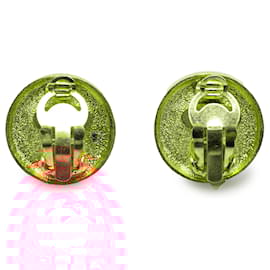 Chanel-Chanel Gold Gold Plated CC Clip on Earrings-Golden