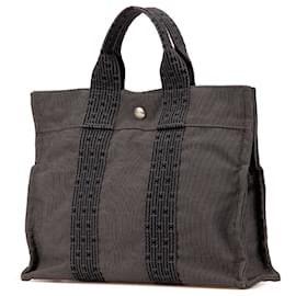 Hermès-Hermès Toile Herline PM Grise-Marron