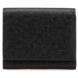 Louis Vuitton-Louis Vuitton Black Taiga Business Card Holder-Black