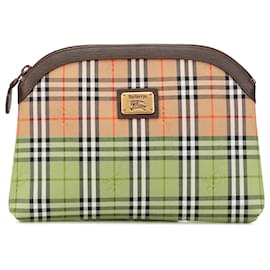 Burberry-Burberry Brown Haymarket Check Canvas Clutch-Brown,Beige