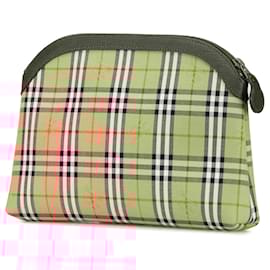 Burberry-Burberry Brown Haymarket Check Canvas Clutch-Brown,Beige