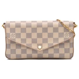 Louis Vuitton-Louis Vuitton White Damier Azur Pochette Felicie-White,Blue