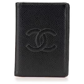 Chanel-Chanel Black Caviar CC Card Holder-Black