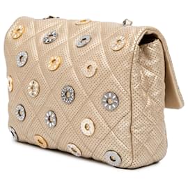 Chanel-Chanel Gold Paris-Dubai Small Perforated Metallic Lambskin Medals Flap-Golden