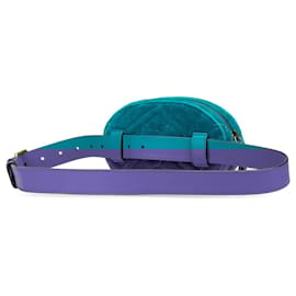 Gucci-Gucci Blue GG Marmont Velvet Matelasse Belt Bag-Blue,Turquoise