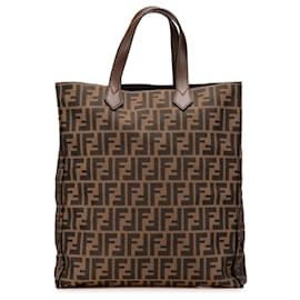 Fendi-Fendi Brown Zucca Canvas Shopping Tote-Brown
