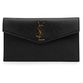 Saint Laurent-Saint Laurent Black Grain de Poudre Uptown Pouch-Black