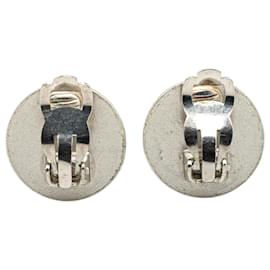 Chanel-Chanel Silver Silver Cruise CC Logo Disc Clip on Earrings-Silvery