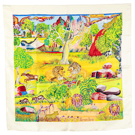 Hermès-Hermès Yellow Nuba Mountain Silk Scarf-Yellow
