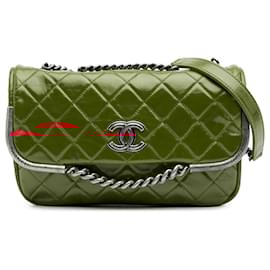 Chanel-Chanel Red Aged Calfskin CC Chain Frame Flap-Red
