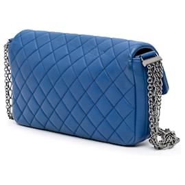 Chanel-Chanel Blue CC Quilted Calfskin Multi Chain Flap-Blue
