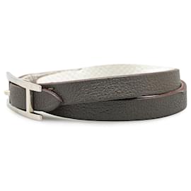 Hermès-Bracelet double tour XS en Epsom gris Hermès-Marron