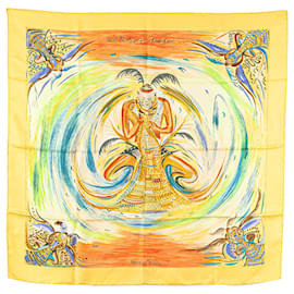 Hermès-Hermès Yellow Les Perles de Turkana Silk Scarf-Other