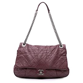 Chanel-Chanel Red Quilted Calfskin Coco Pleats Flap-Red,Dark red