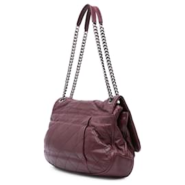 Chanel-Chanel Red Quilted Calfskin Coco Pleats Flap-Red,Dark red