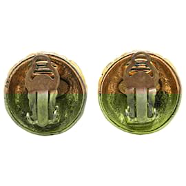 Chanel-Chanel Gold Gold Plated CC Quilted Clip On Earrings-Golden