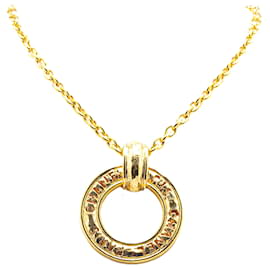 Chanel-Chanel Gold Gold Plated Circle Logo Pendant Necklace-Golden
