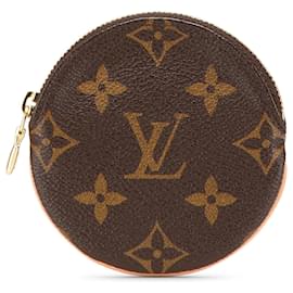 Louis Vuitton-Louis Vuitton Brown Monogram Porte-Monnaie Round Coin Purse-Brown