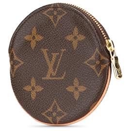 Louis Vuitton-Louis Vuitton Brown Monogram Porte-Monnaie Round Coin Purse-Brown