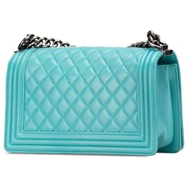 Chanel-Chanel Blue Old Medium Quilted Lambskin Boy Flap-Blue,Turquoise