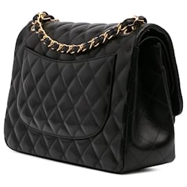 Chanel-Chanel Black Jumbo Classic Lambskin Double Flap-Black