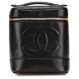 Chanel-Chanel Black CC Caviar Vanity Bag-Black