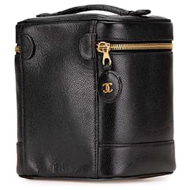 Chanel-Chanel Black CC Caviar Vanity Bag-Black