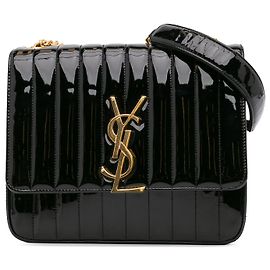 Saint Laurent Negro Gran Bolso Cruzado Vicky de Charol Negro
