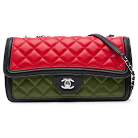 Chanel-Chanel Red Medium Bicolor Quilted Lambskin Graphic Flap-Red