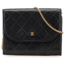 Chanel-Chanel Black Mini CC Quilted Lambskin Round Flap-Black