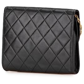 Chanel-Chanel Black Mini CC Quilted Lambskin Round Flap-Black