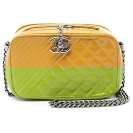Chanel-Chanel Yellow Small Quilted Glazed Calfskin Coco Boy Camera Bag-Yellow,Mustard