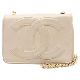 Chanel-Chanel Brown CC Lambskin Full Flap-Brown,Beige