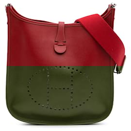 Hermès-Hermès Red Clemence Evelyne III 29 PM-Red,Dark red