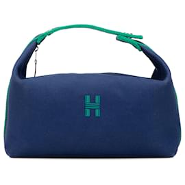 Hermès-Hermès Blue Large Toile Bride A Brac-Blue,Dark blue