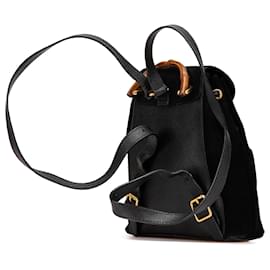 Gucci-Gucci Black Bamboo Suede Backpack-Black