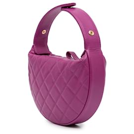 Chanel-Chanel Purple Quilted Caviar Polly Pocket Hobo-Other,Purple