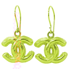 Chanel-Chanel Gold Gold Plated CC Drop Hook Earrings-Golden